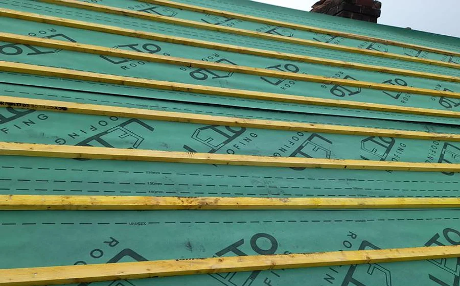 A genuine D.J.K Roofcare job — new roofing membrane and battens